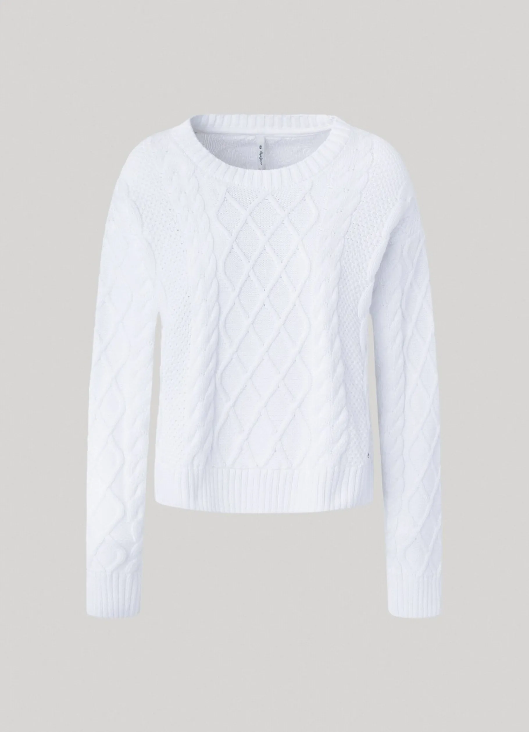 Women Pepe Jeans Cropped Cable Knit Sweatshirt
