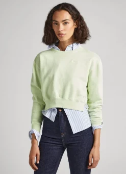 Women Pepe Jeans Cropped Fit Cotton Sweatshirt