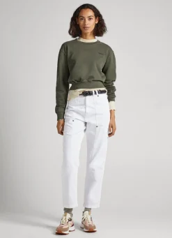 Women Pepe Jeans Cropped Fit Cotton Sweatshirt