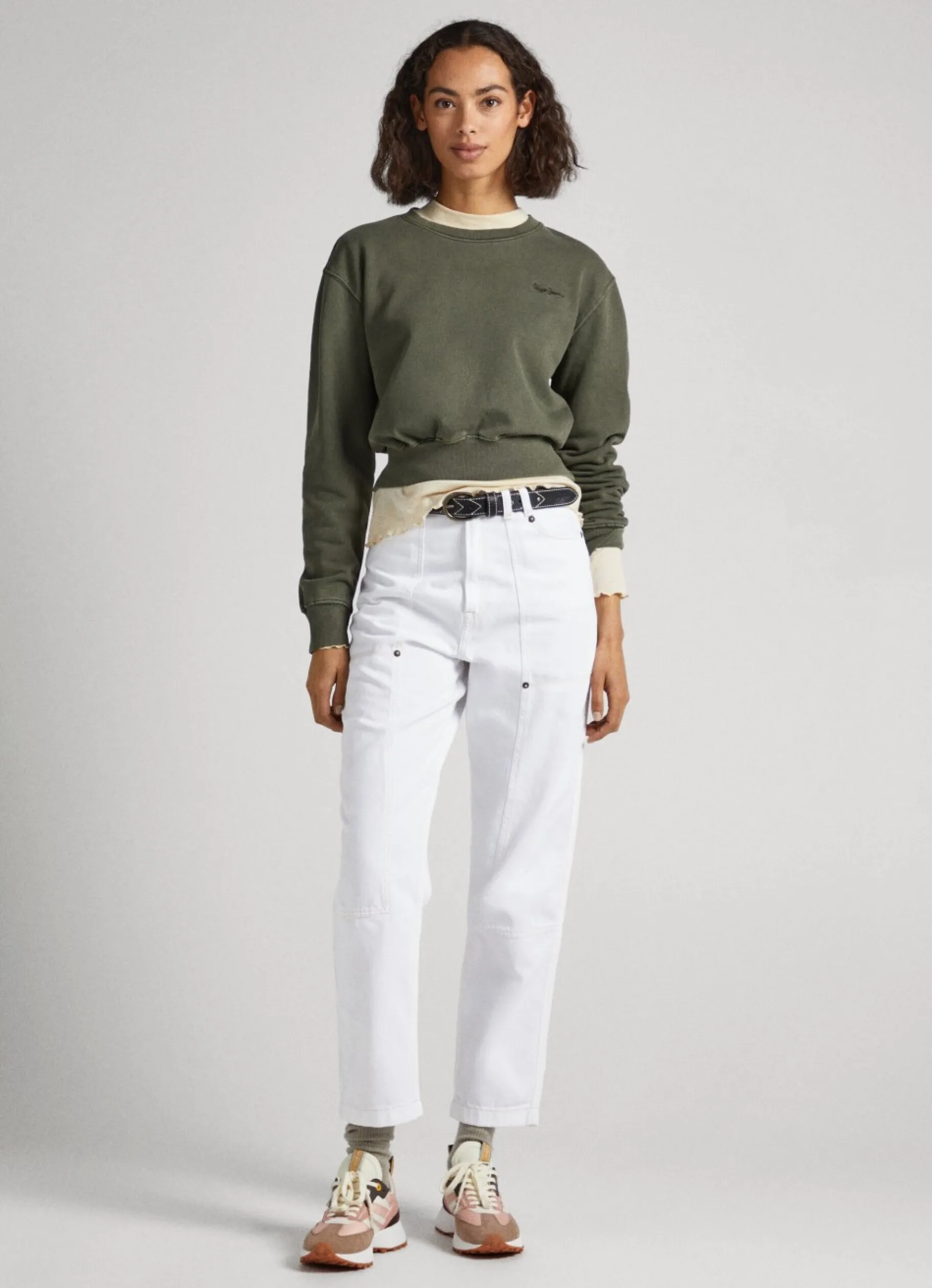 Women Pepe Jeans Cropped Fit Cotton Sweatshirt