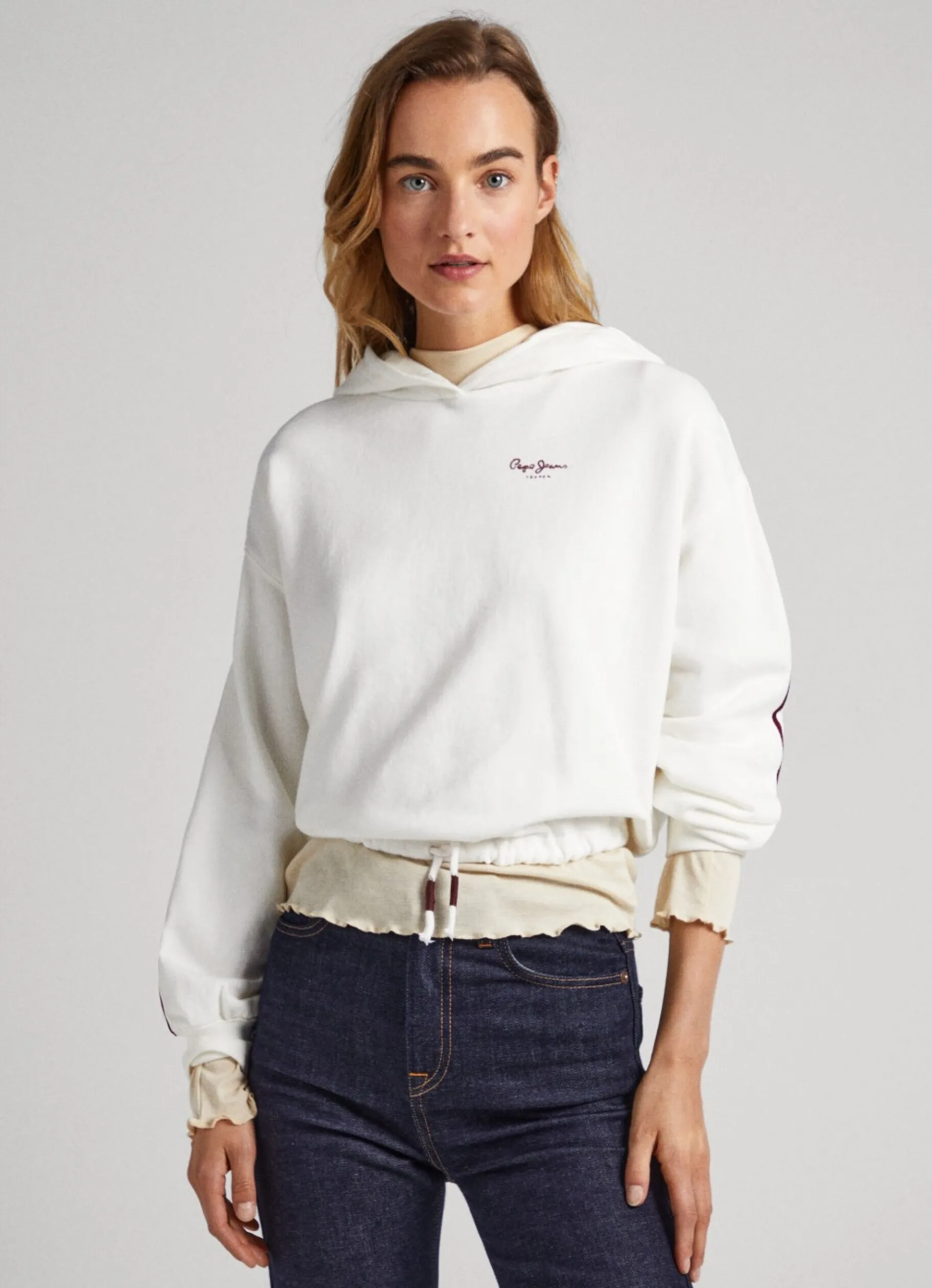 Women Pepe Jeans Cropped Fit Hoodie Sweatshirt