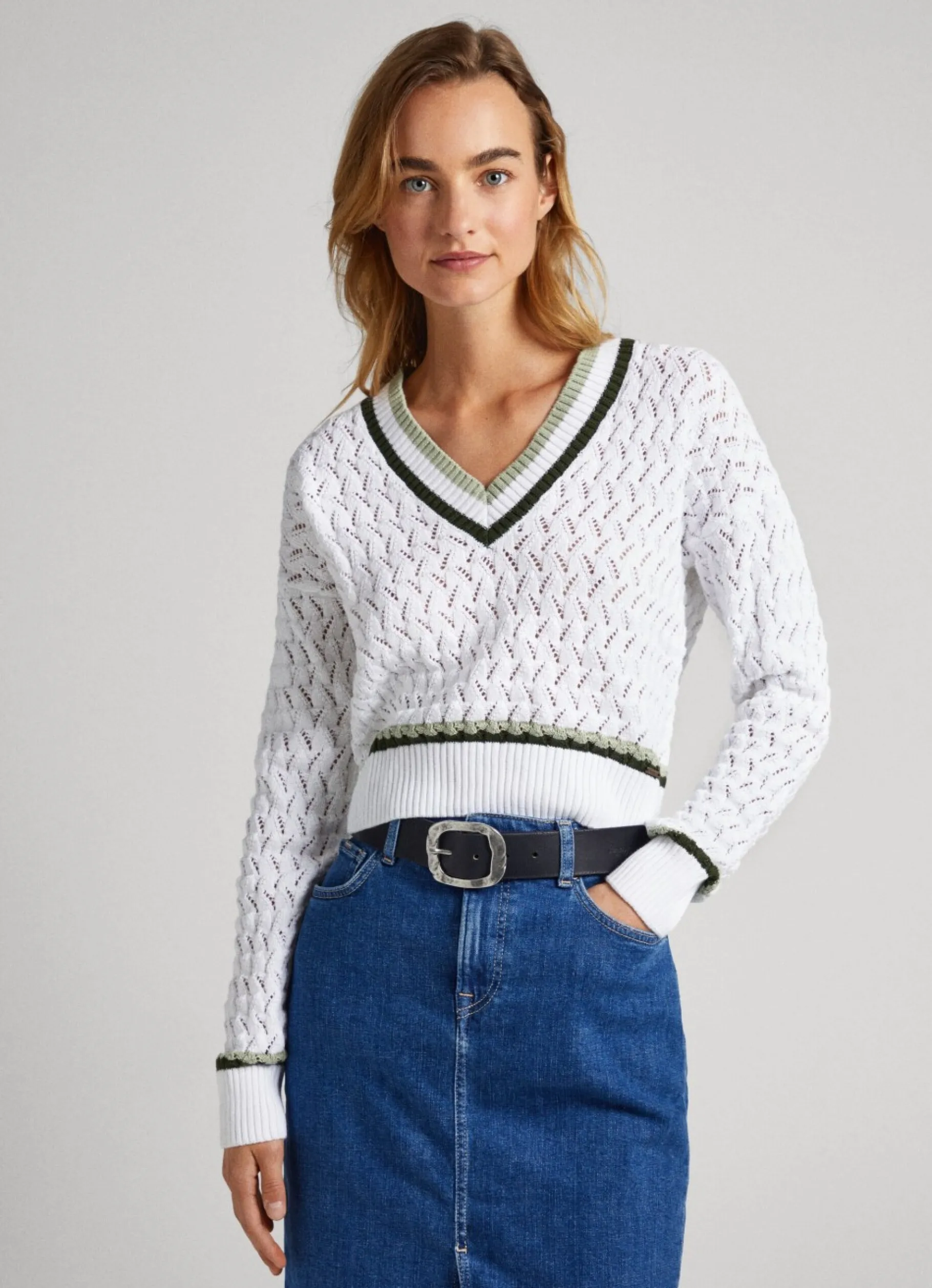 Women Pepe Jeans Diamond Openwork Knit