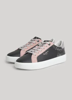 Women Pepe Jeans Dobbie Mix Leather Trainers