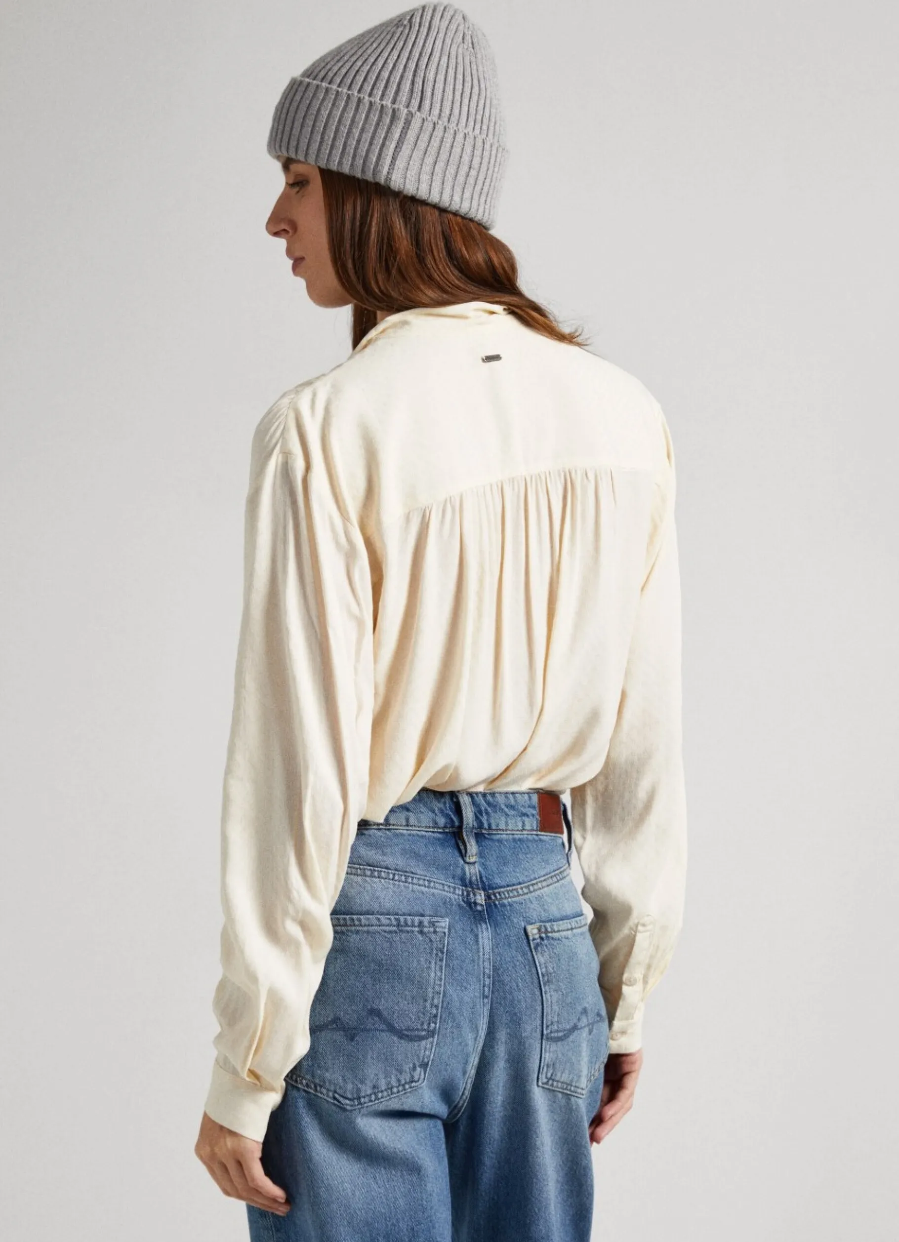 Women Pepe Jeans Dobby Blouse With Tie Neck