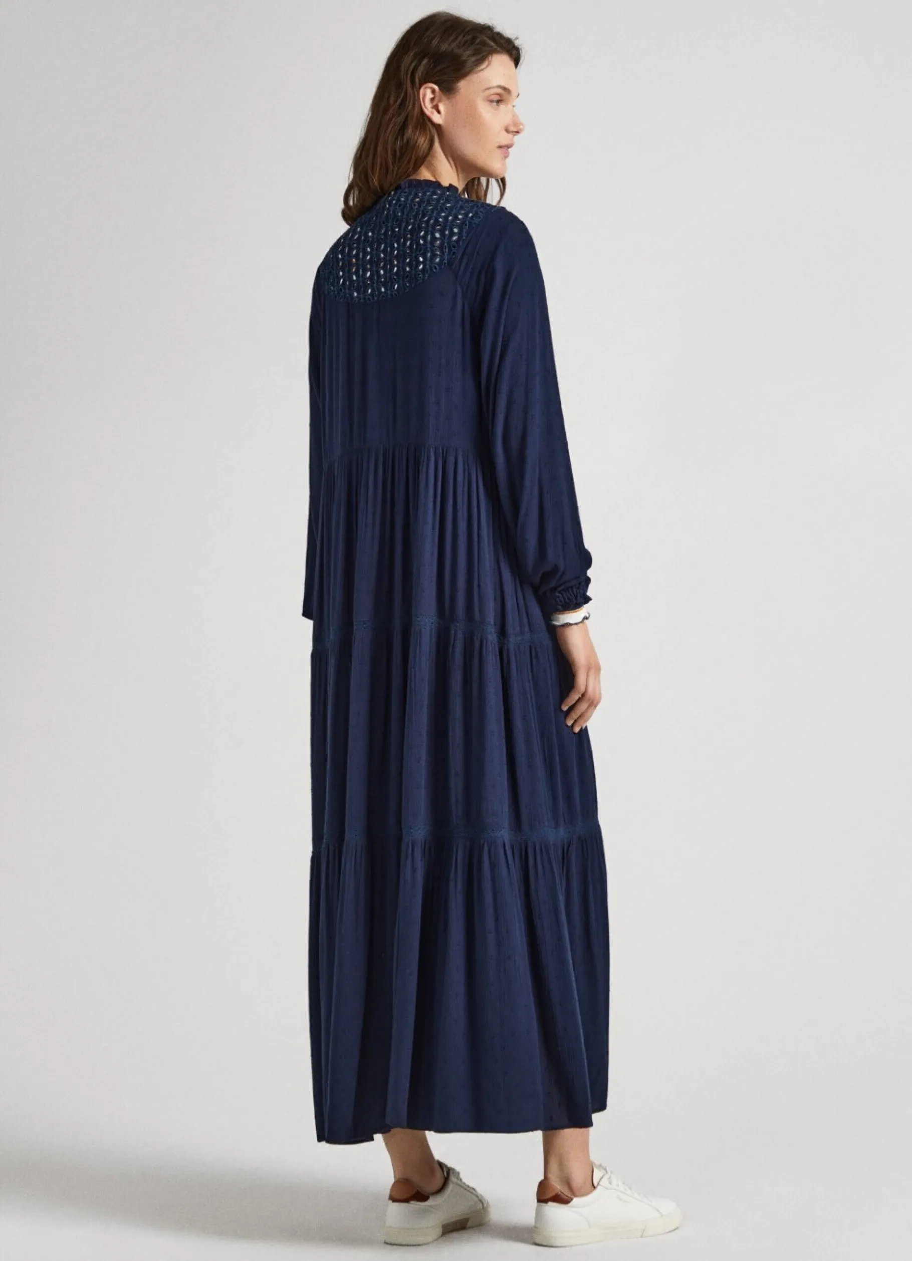 Women Pepe Jeans Dobby Dress With Openwork Details