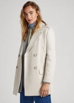 Women Pepe Jeans Double Breasted Wool Peacoat
