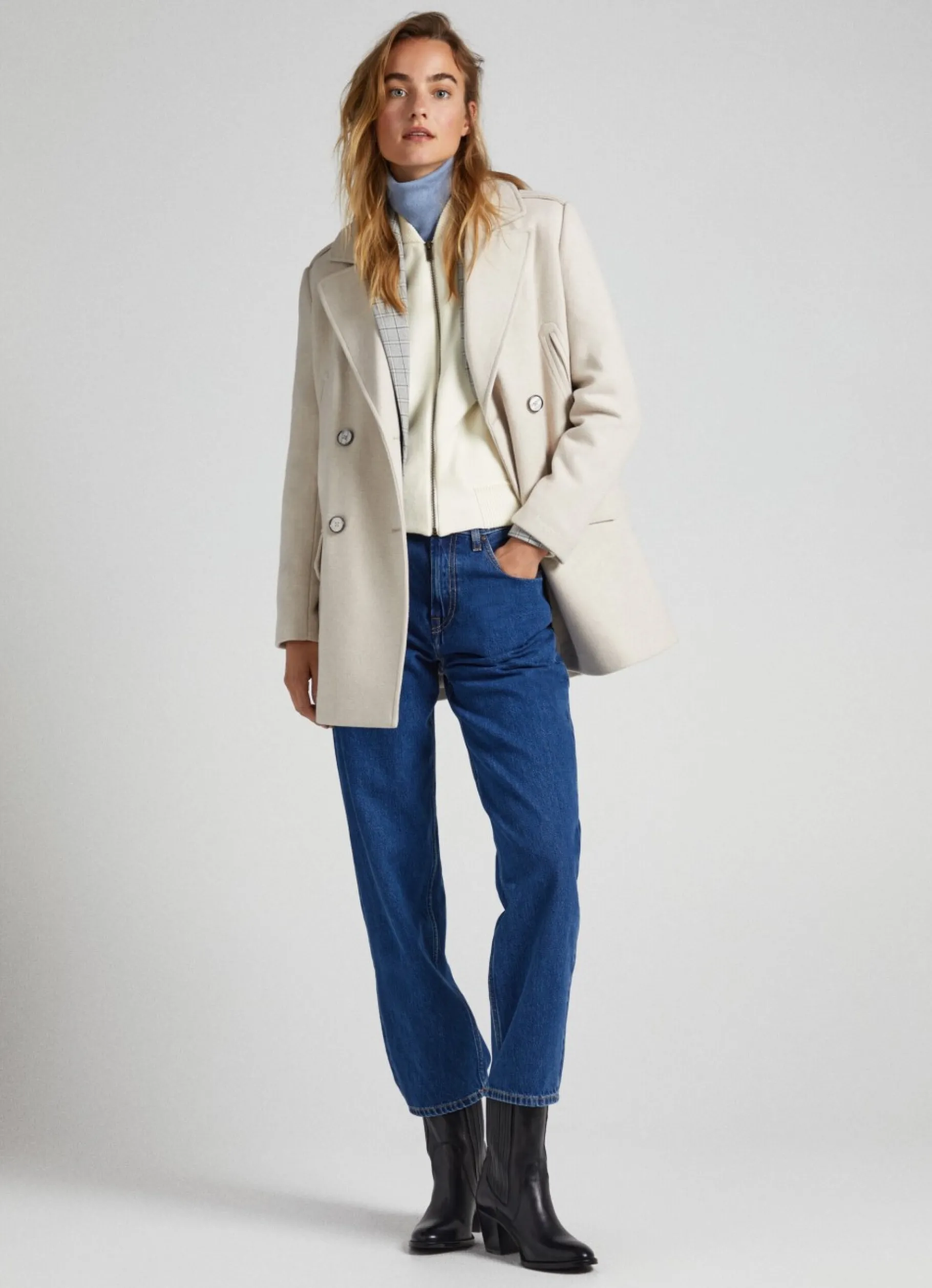 Women Pepe Jeans Double Breasted Wool Peacoat