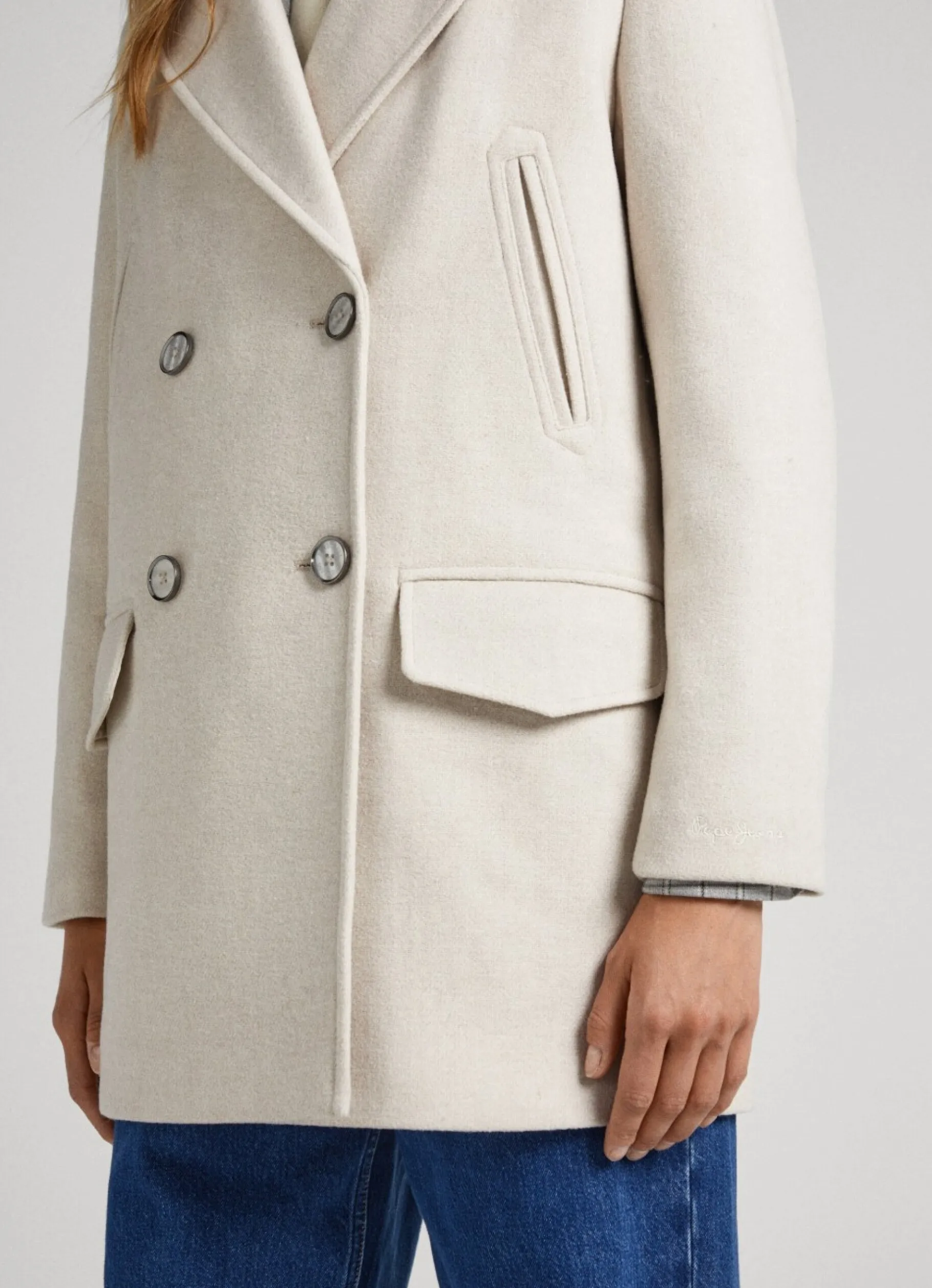 Women Pepe Jeans Double Breasted Wool Peacoat