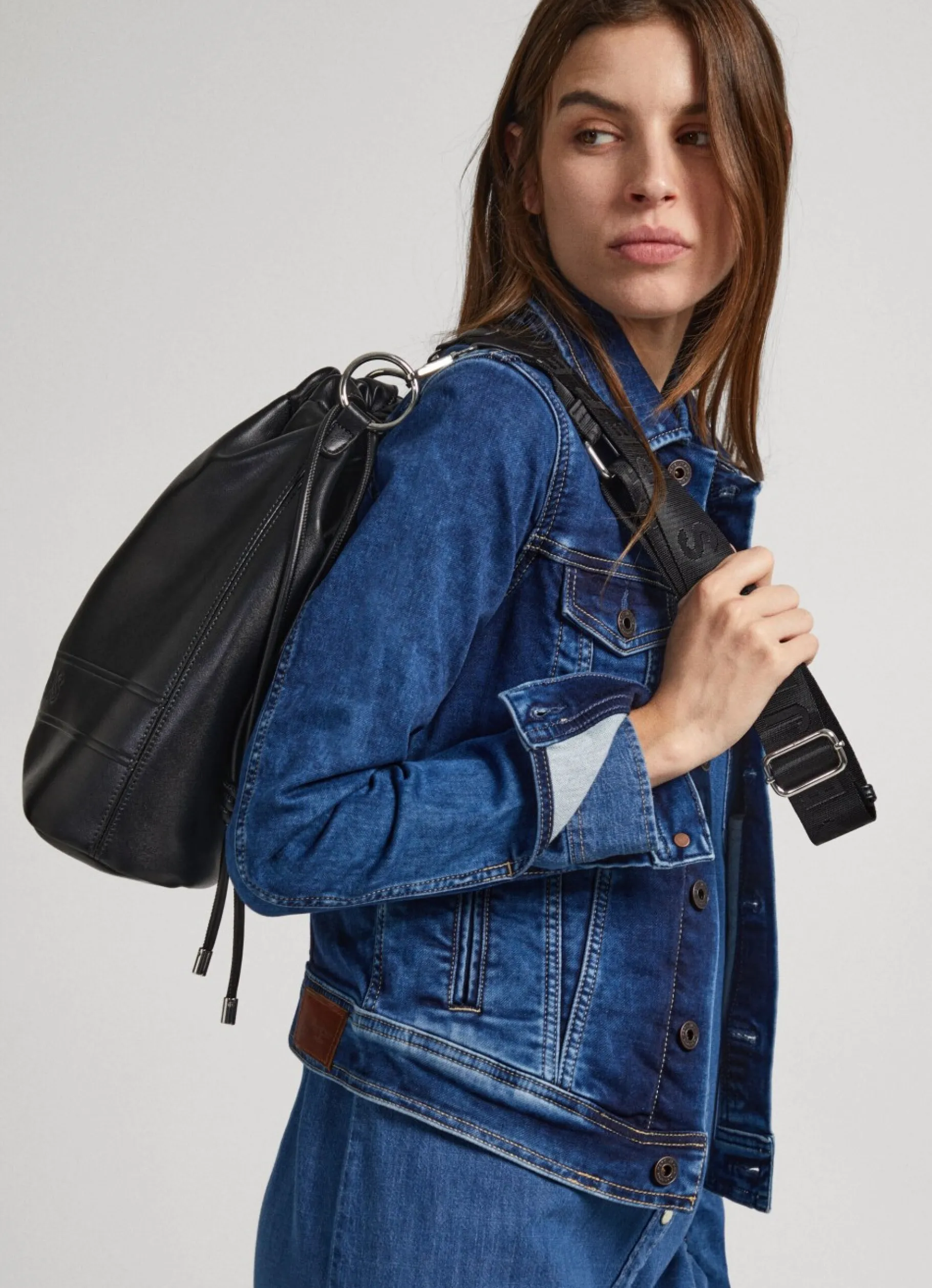 Women Pepe Jeans Embossed Logo Bucket Bag