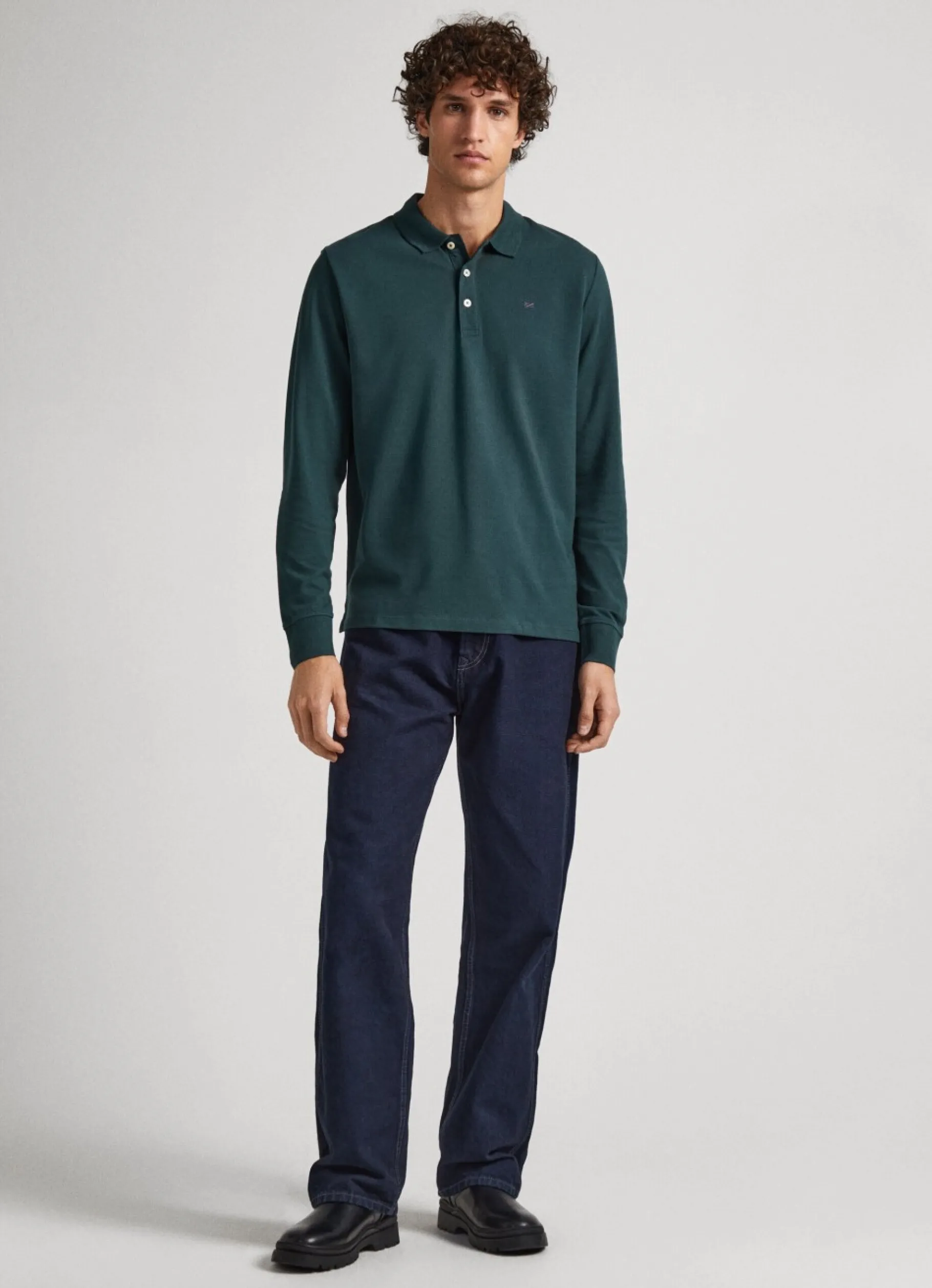 Men Pepe Jeans Embroidered Flag Pique Polo Shirt