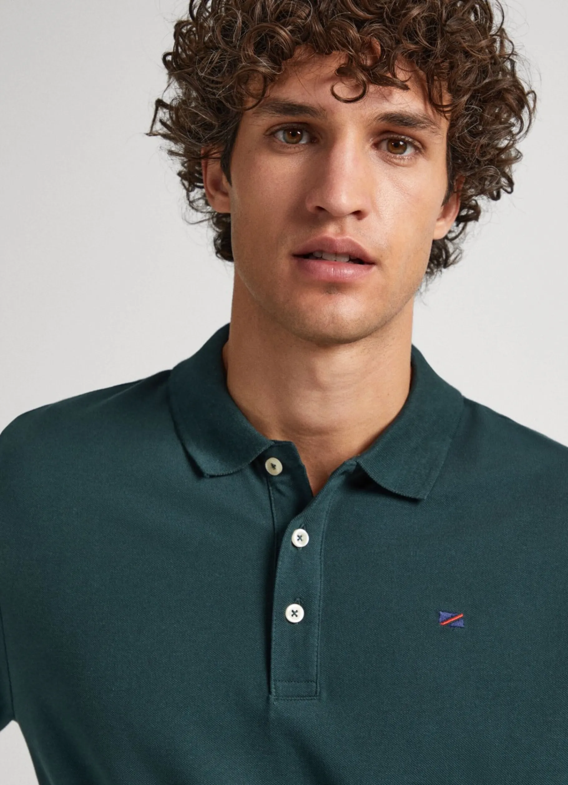 Men Pepe Jeans Embroidered Flag Pique Polo Shirt