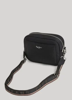 Women Pepe Jeans Embroidered Logo Camera Crossbody Bag