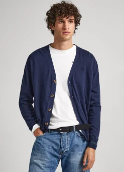 Men Pepe Jeans Embroidered Logo Cardigan