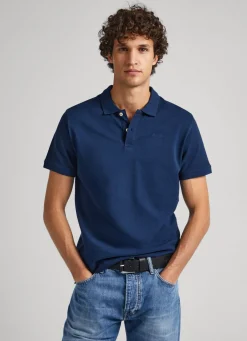 Men Pepe Jeans Embroidered Logo Cotton Pique Polo