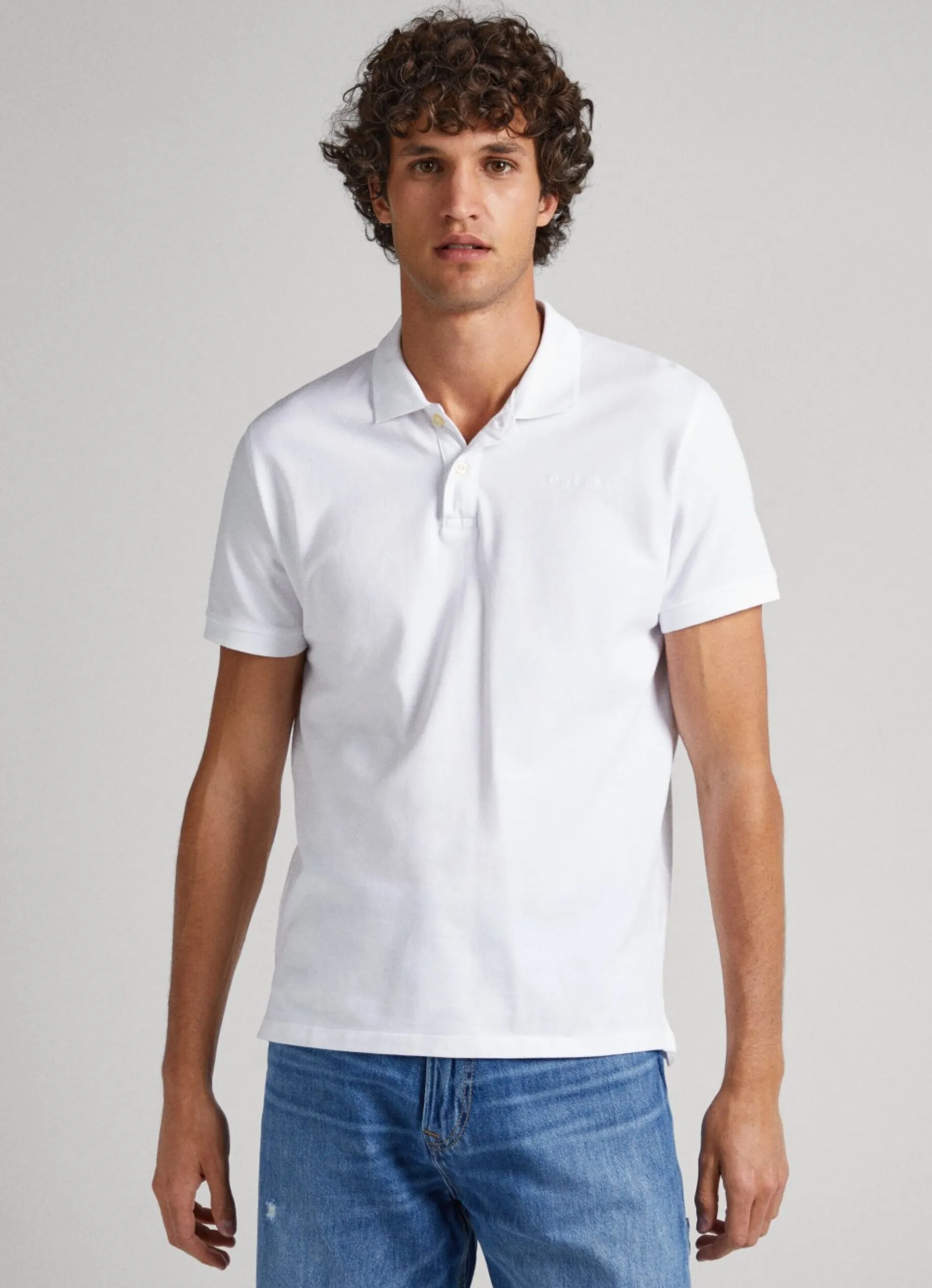 Men Pepe Jeans Embroidered Logo Cotton Pique Polo