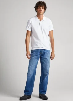 Men Pepe Jeans Embroidered Logo Cotton Pique Polo