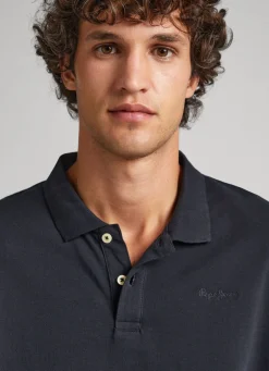 Men Pepe Jeans Embroidered Logo Cotton Pique Polo