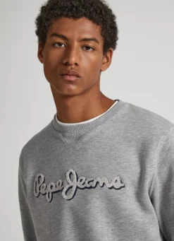 Men Pepe Jeans Embroidered Logo Cotton Sweatshirt