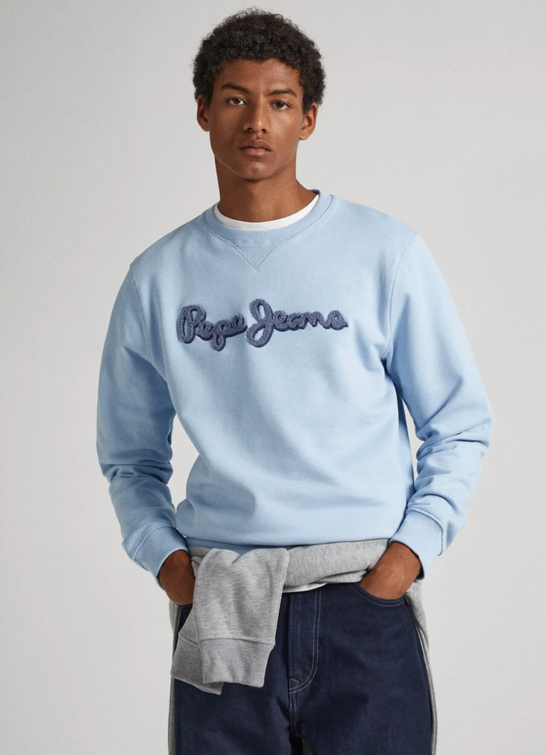 Men Pepe Jeans Embroidered Logo Cotton Sweatshirt