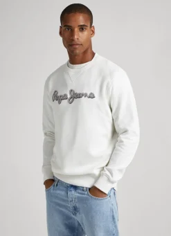Men Pepe Jeans Embroidered Logo Cotton Sweatshirt
