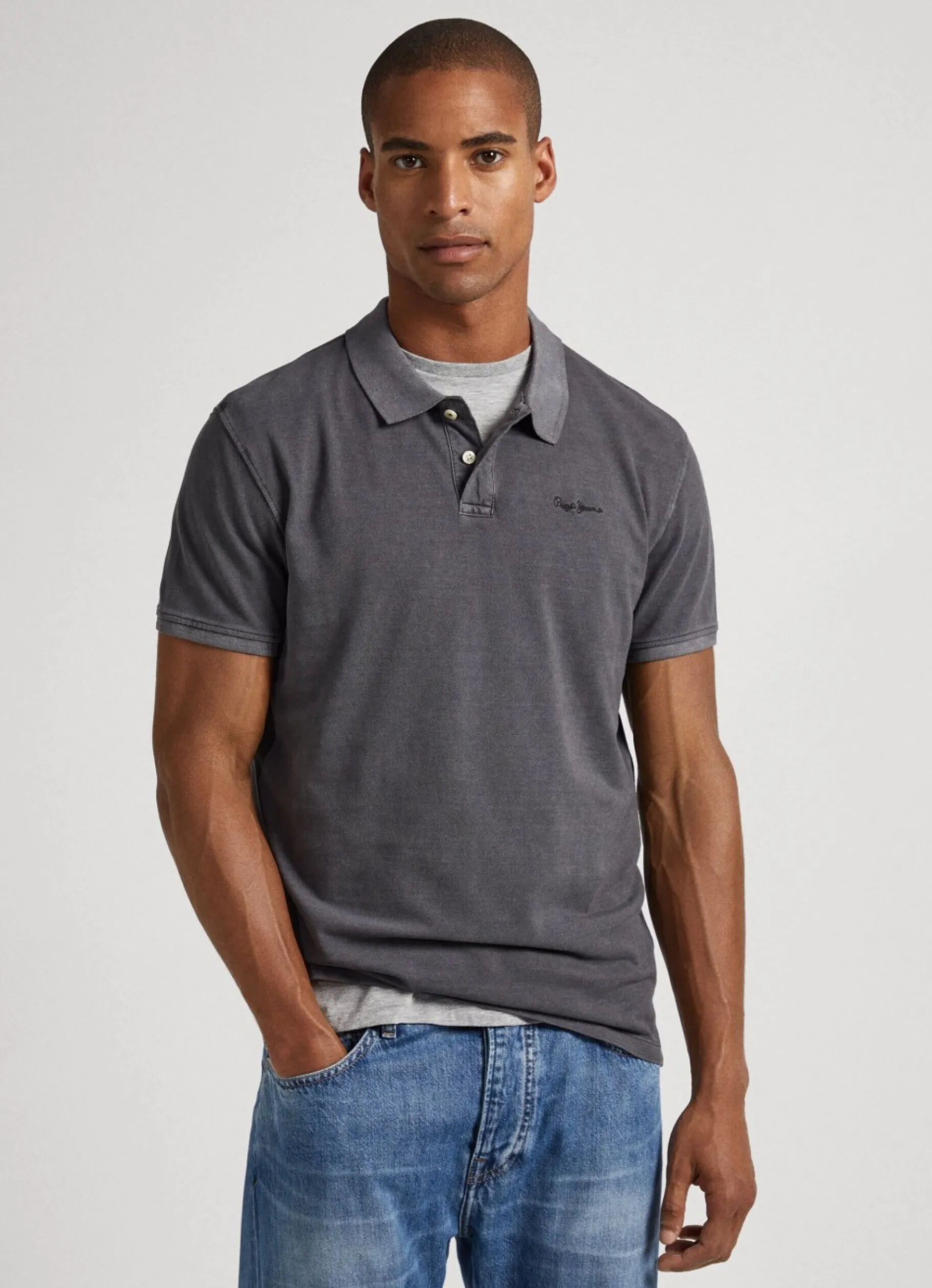 Men Pepe Jeans Embroidered Logo Pique Polo Shirt