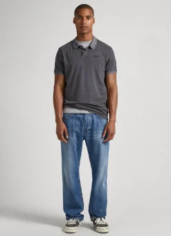 Men Pepe Jeans Embroidered Logo Pique Polo Shirt