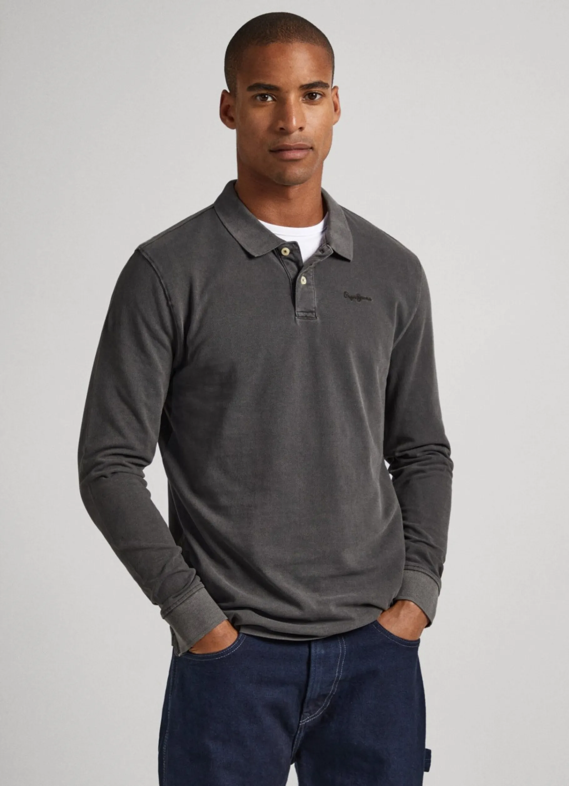 Men Pepe Jeans Embroidered Logo Pique Polo Shirt