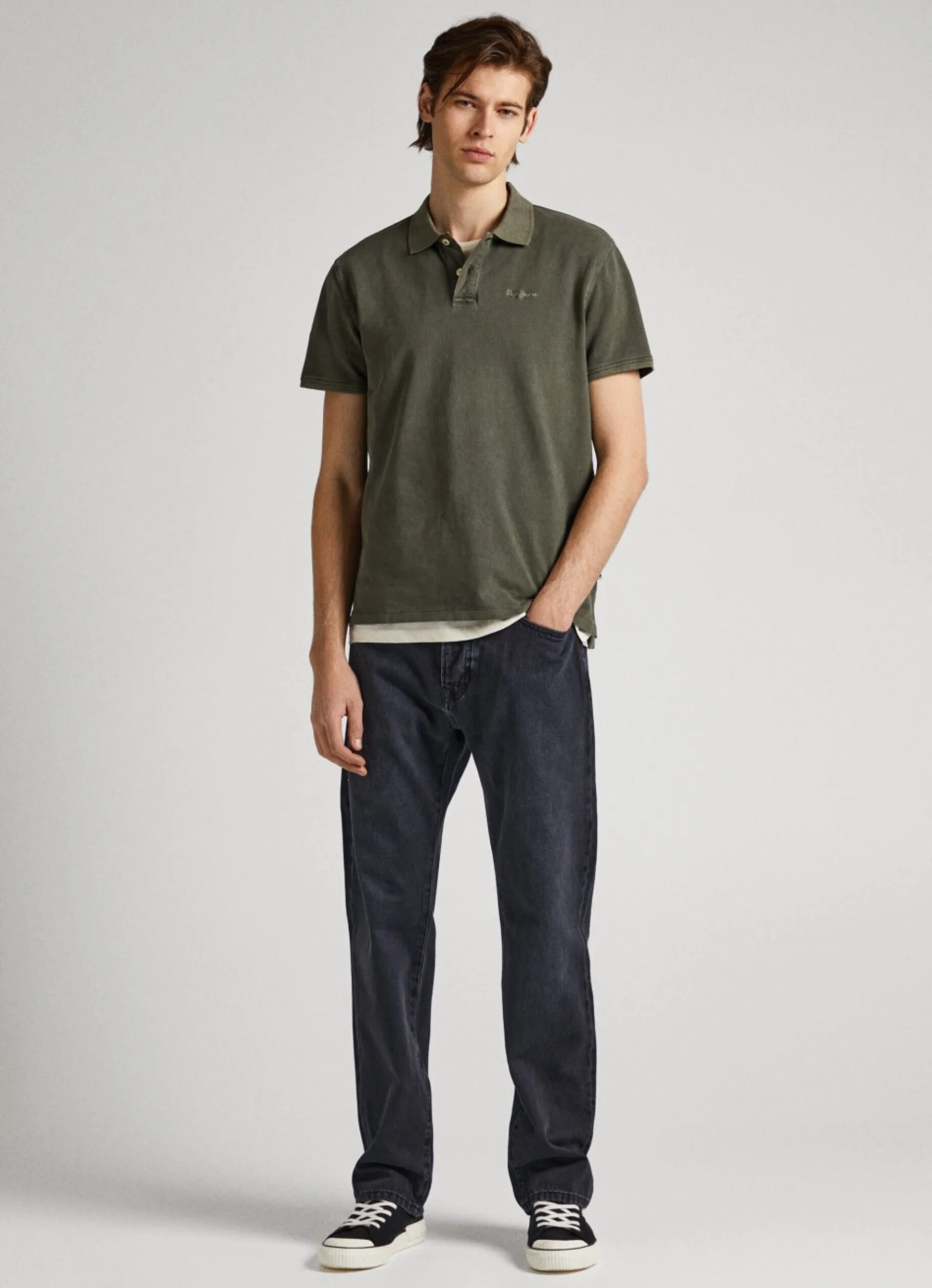 Men Pepe Jeans Embroidered Logo Pique Polo Shirt