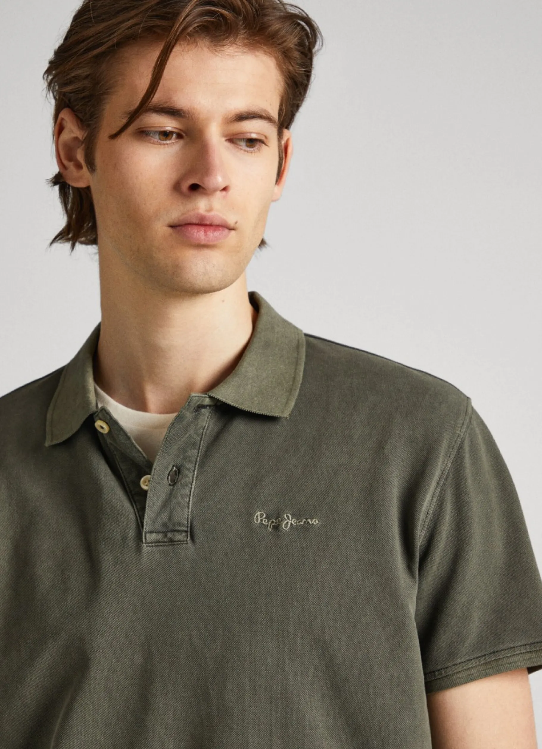 Men Pepe Jeans Embroidered Logo Pique Polo Shirt