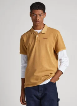 Men Pepe Jeans Embroidered Logo Pique Polo Shirt