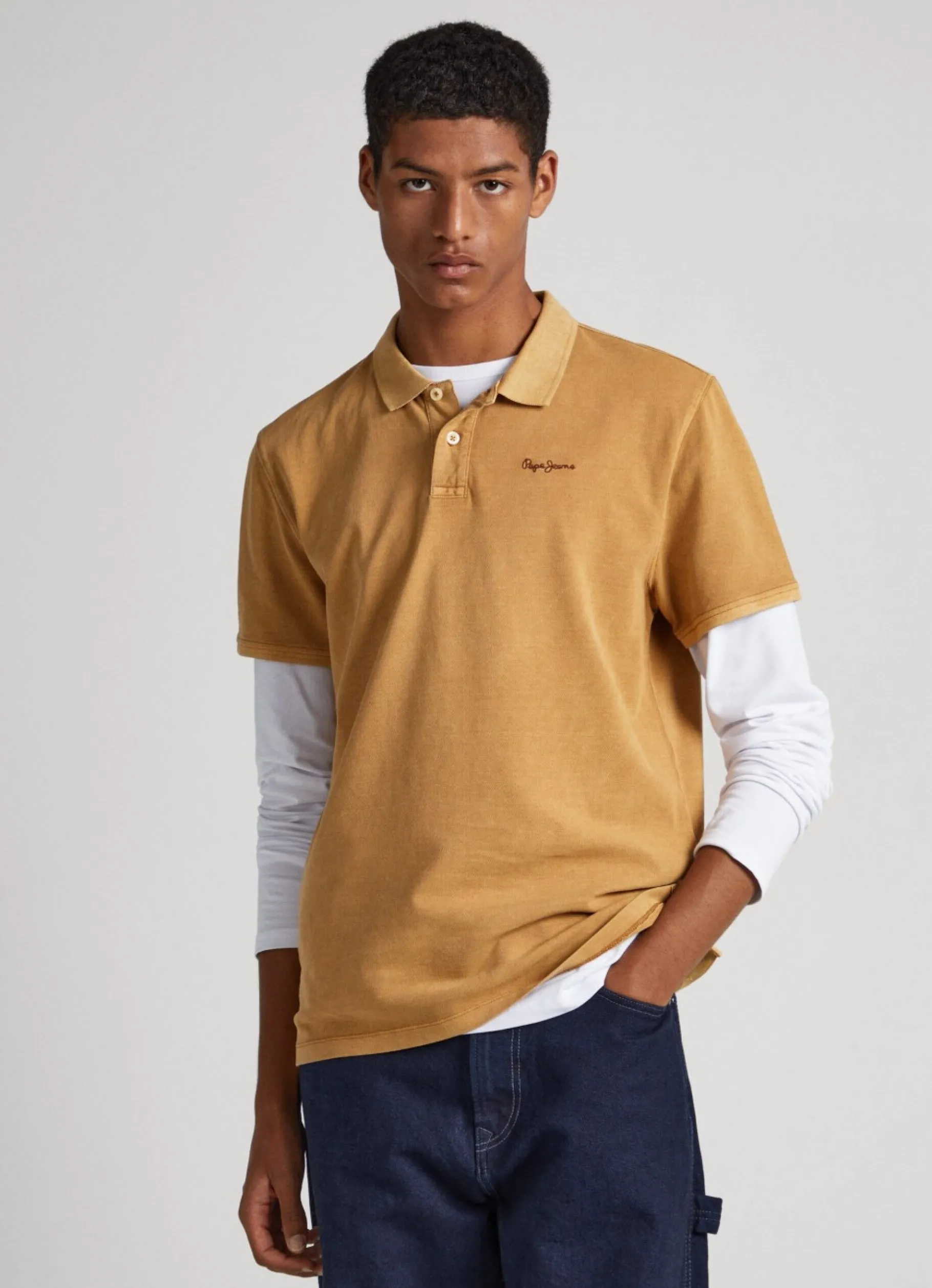 Men Pepe Jeans Embroidered Logo Pique Polo Shirt