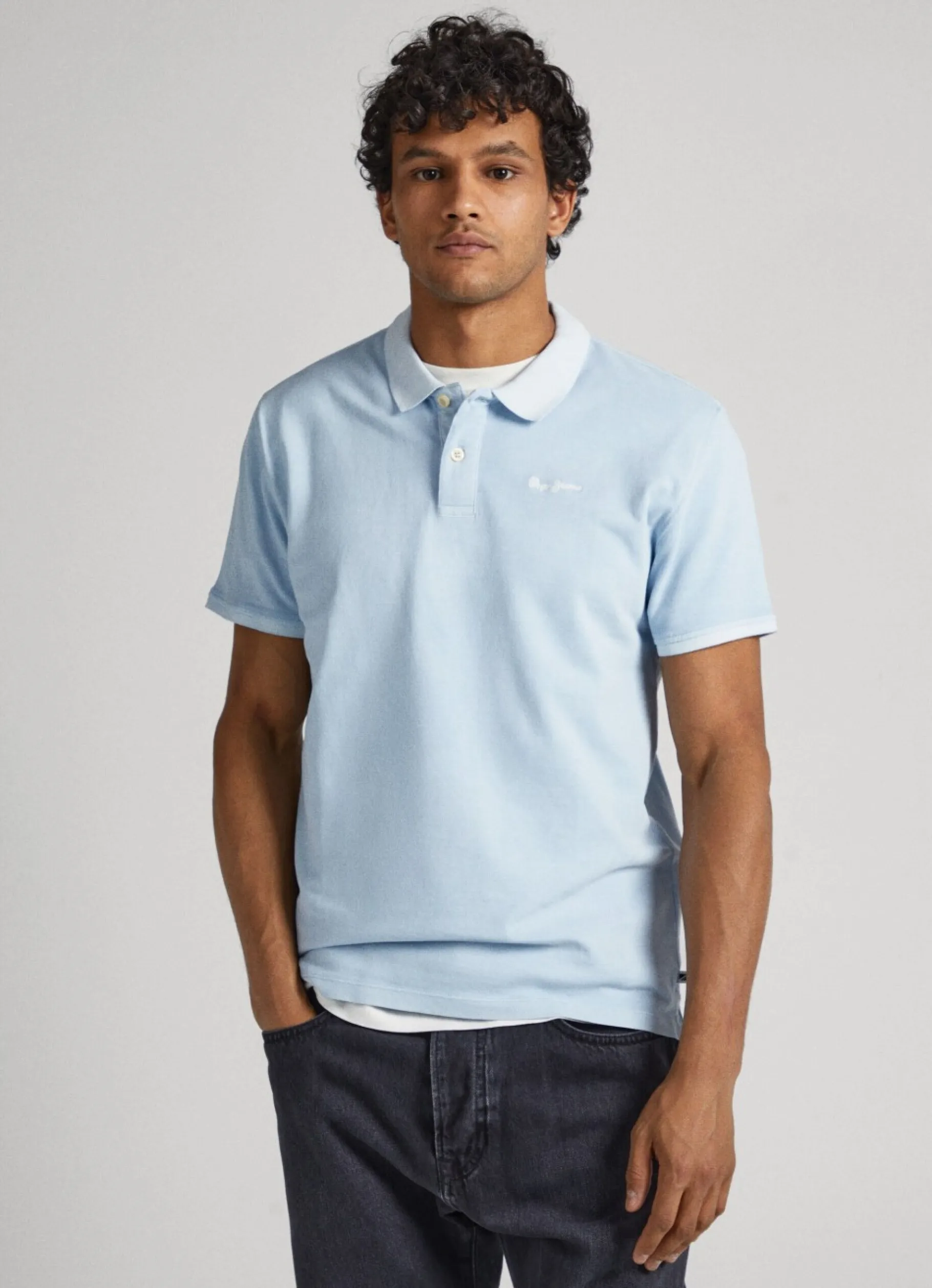 Men Pepe Jeans Embroidered Logo Pique Polo Shirt