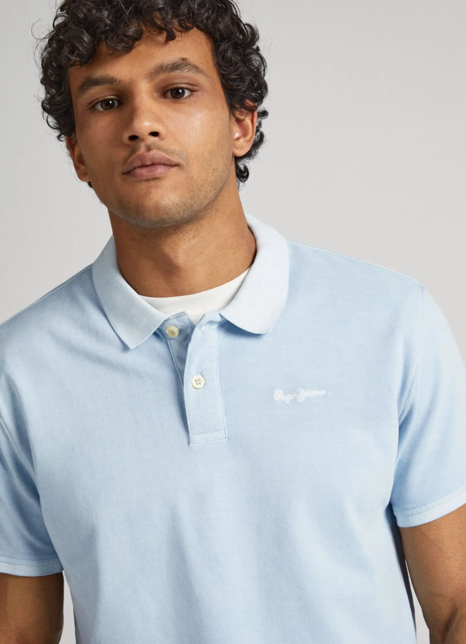 Men Pepe Jeans Embroidered Logo Pique Polo Shirt