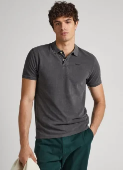 Men Pepe Jeans Embroidered Logo Pique Polo Shirt