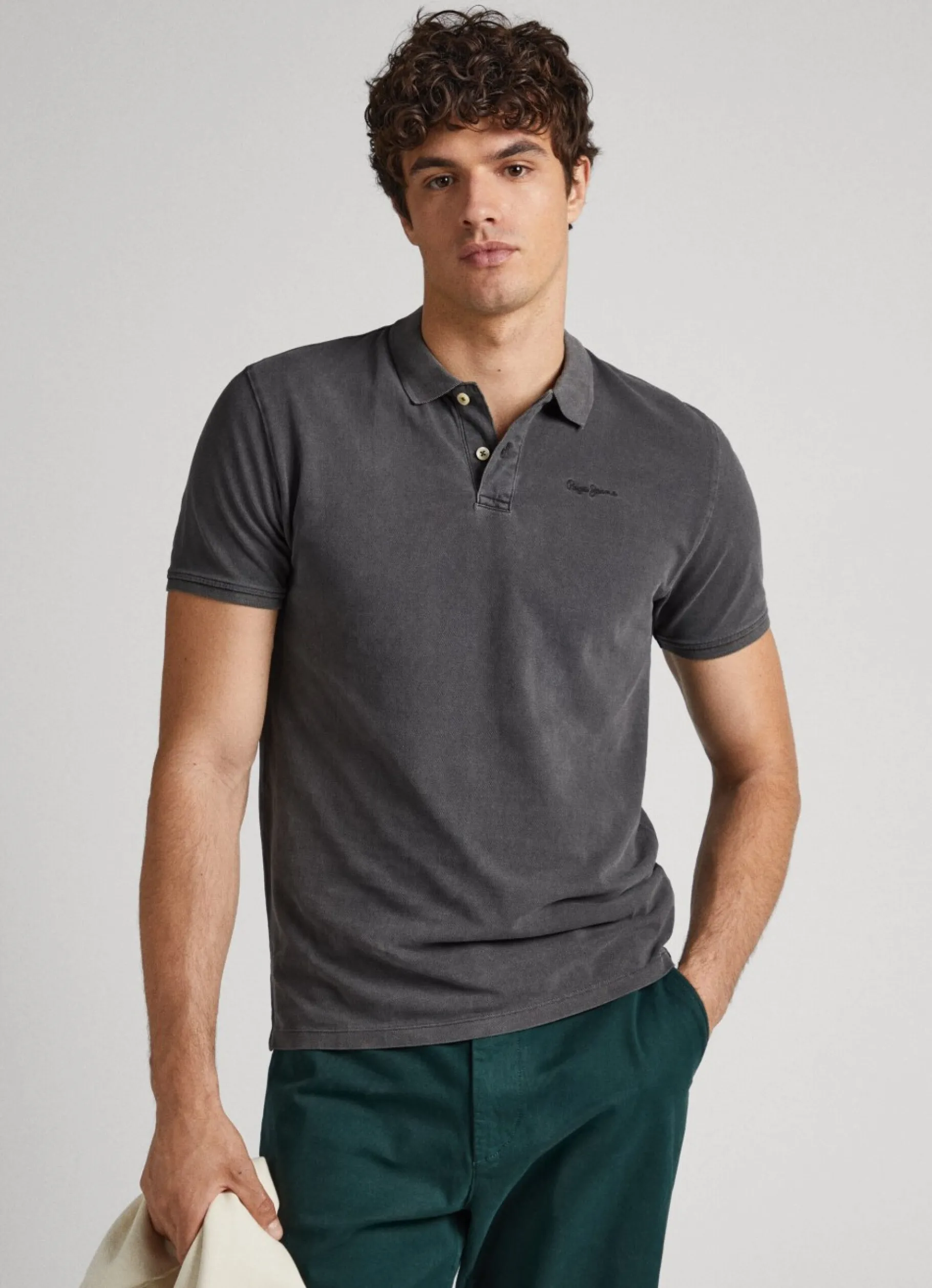 Men Pepe Jeans Embroidered Logo Pique Polo Shirt