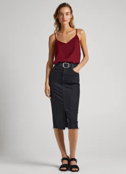 Women Pepe Jeans Embroidered Neckline Strap Top