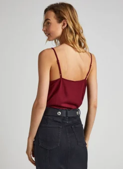 Women Pepe Jeans Embroidered Neckline Strap Top
