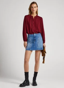 Women Pepe Jeans Embroidered Romantic Cut Blouse