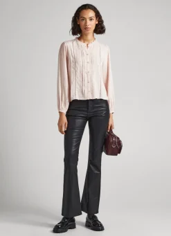 Women Pepe Jeans Embroidered Romantic Cut Blouse