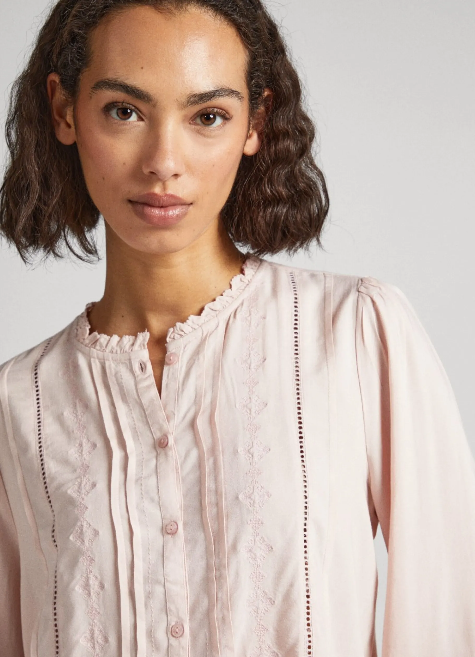 Women Pepe Jeans Embroidered Romantic Cut Blouse