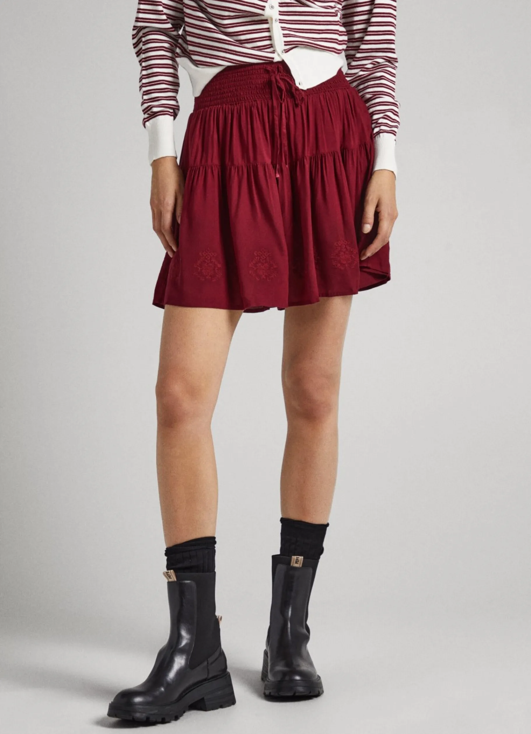 Women Pepe Jeans Embroidered Skirt At Hem
