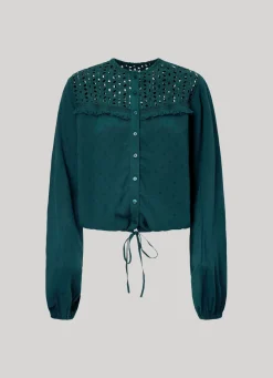 Women Pepe Jeans Eyelet Open Weave Blouse