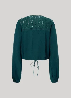 Women Pepe Jeans Eyelet Open Weave Blouse