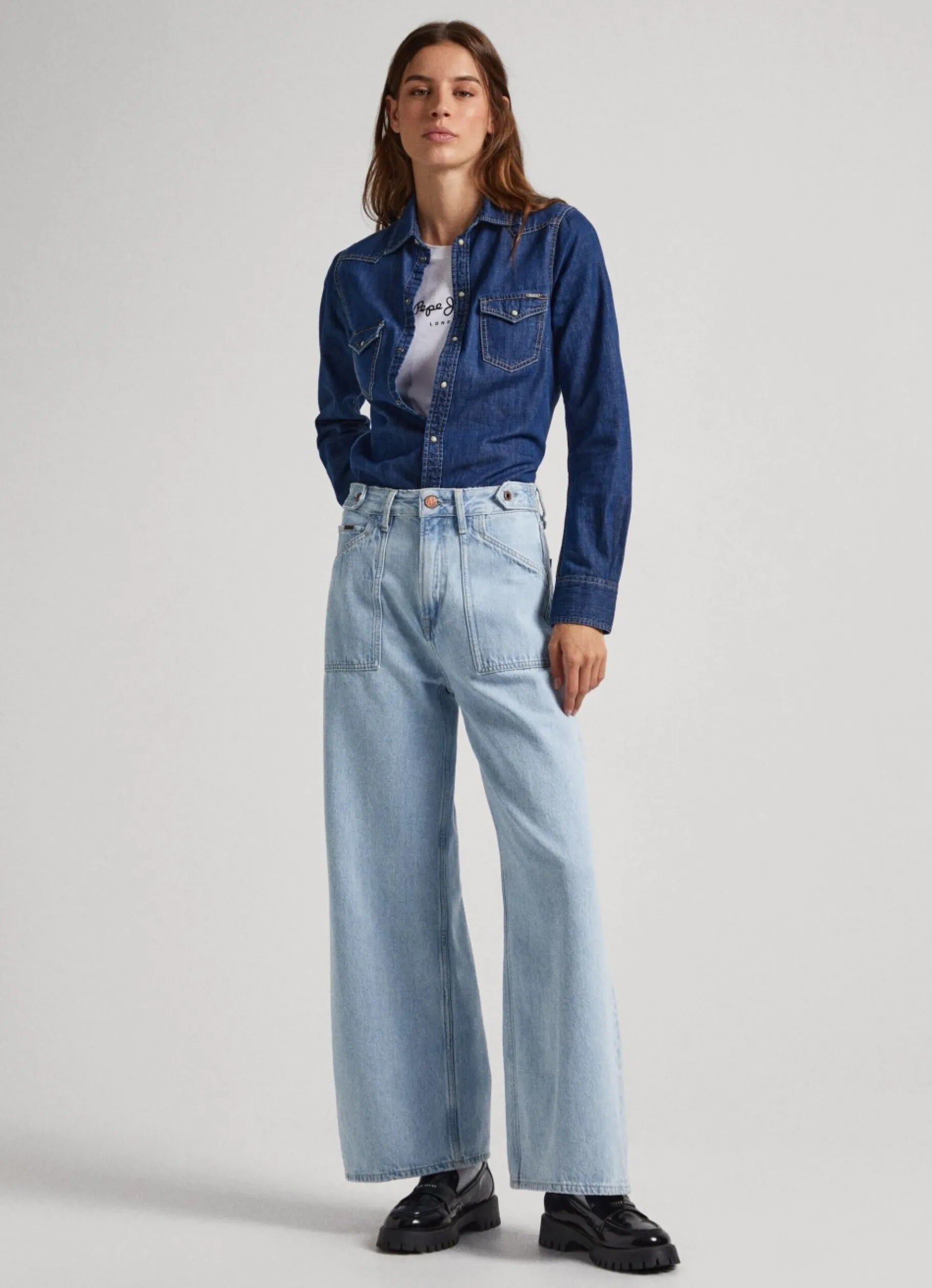 Women Pepe Jeans Febee Wide Fit High-Rise Jeans