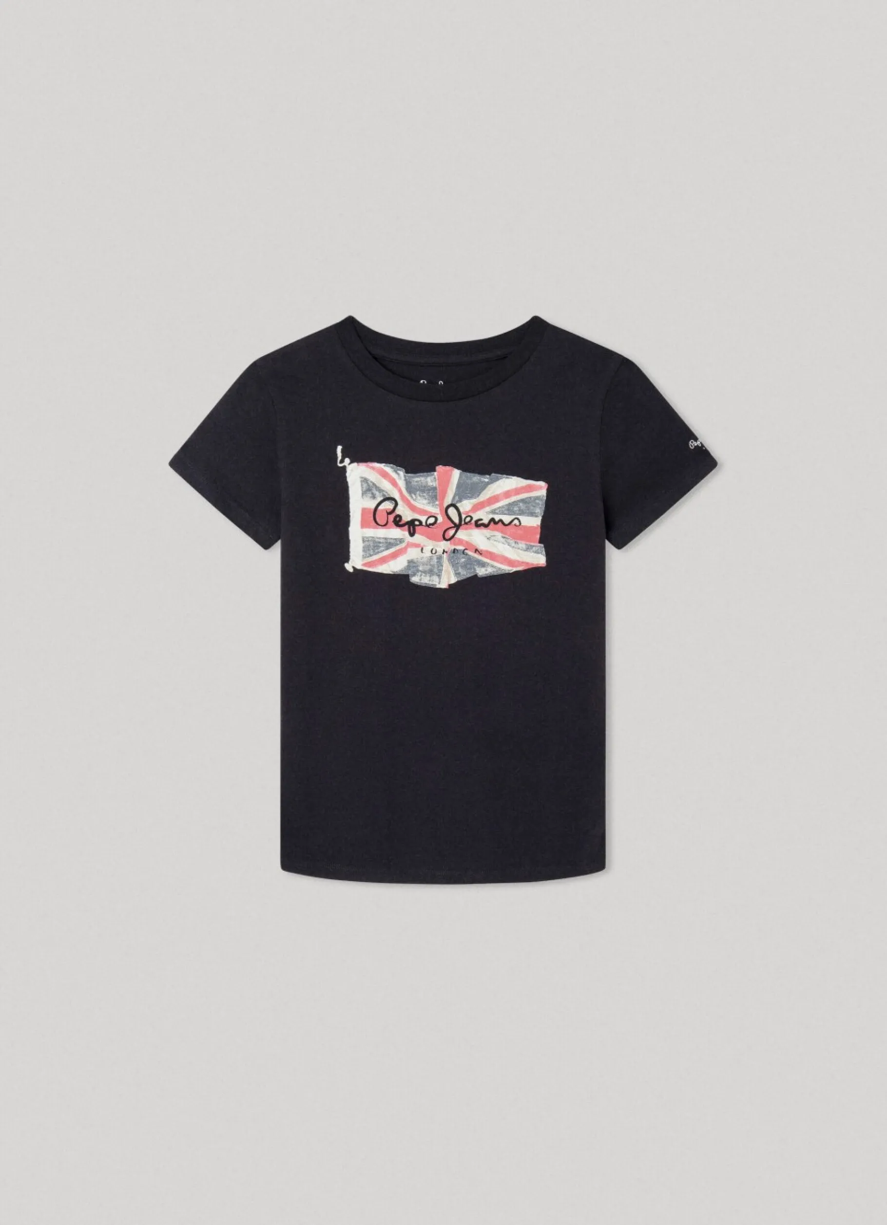 Boy Pepe Jeans Flag Logo Cotton T-Shirt