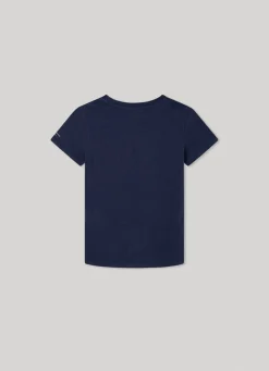 Boy Pepe Jeans Flag Logo Cotton T-Shirt
