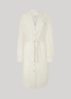 Women Pepe Jeans Flap Neck Tencel Dress