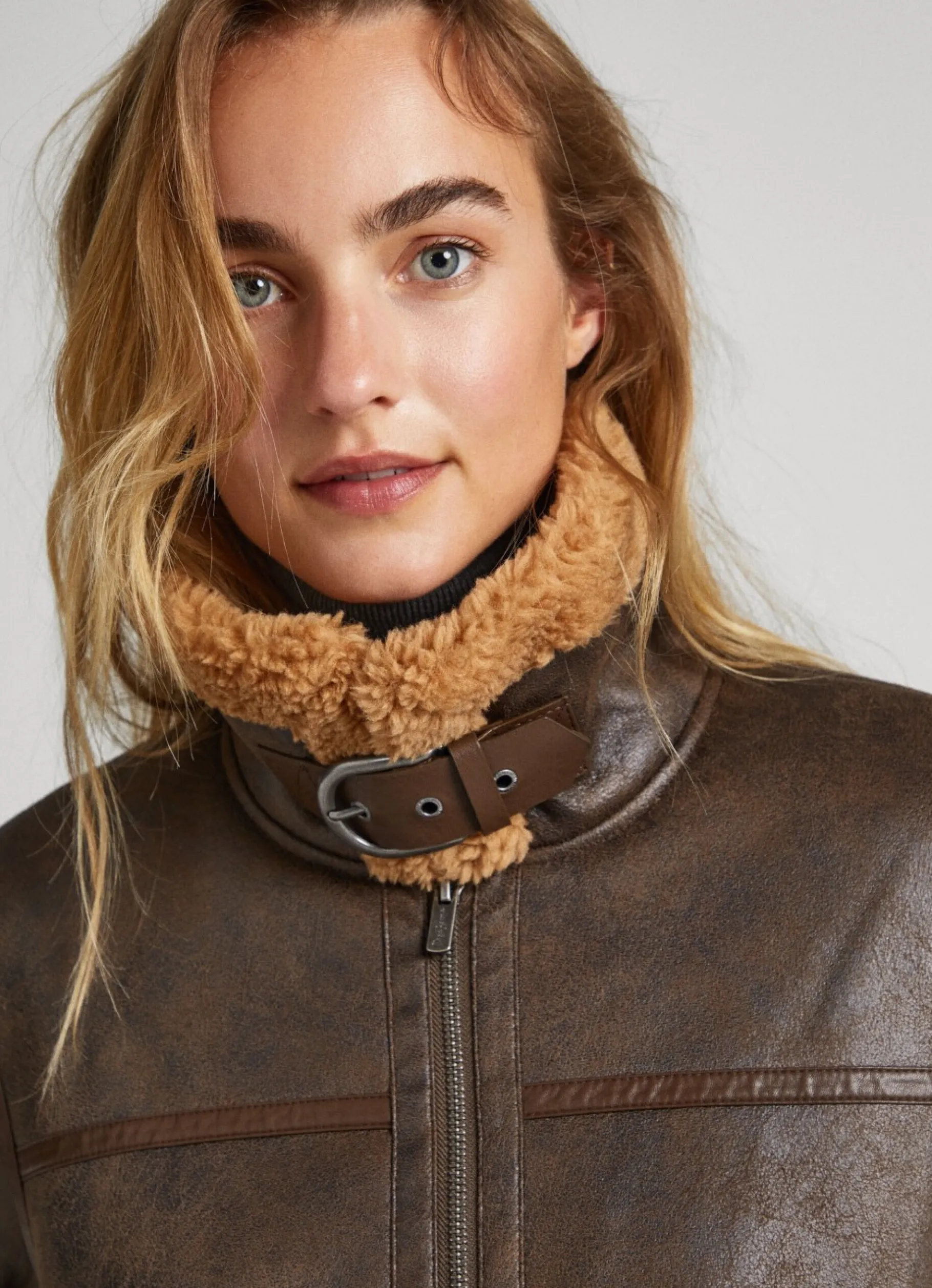 Women Pepe Jeans Fleece Lined Biker Jacket