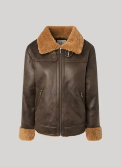 Women Pepe Jeans Fleece Lined Biker Jacket
