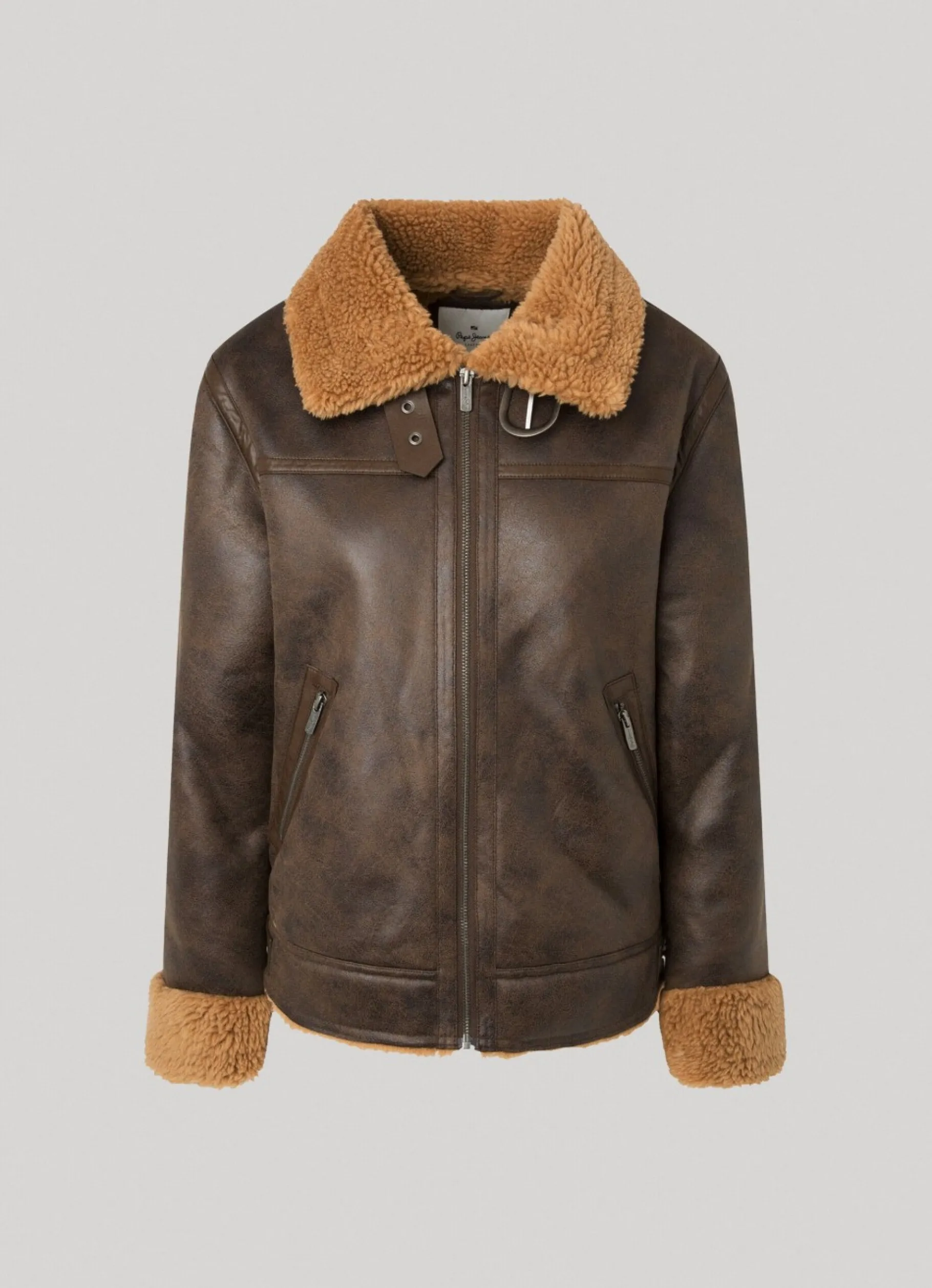 Women Pepe Jeans Fleece Lined Biker Jacket